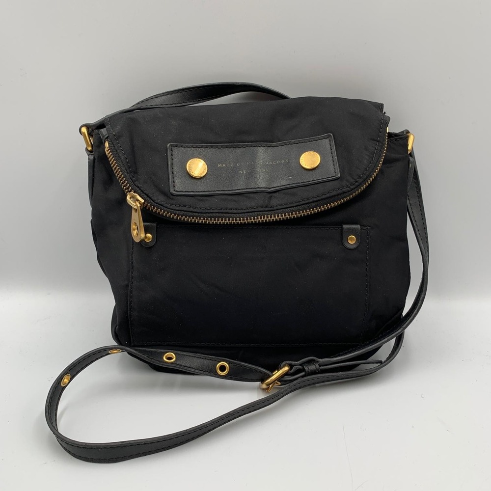 Marc by Marc Jacobs Mini Messenger Bag Women Black Nylon Zipper Crossbody Strap